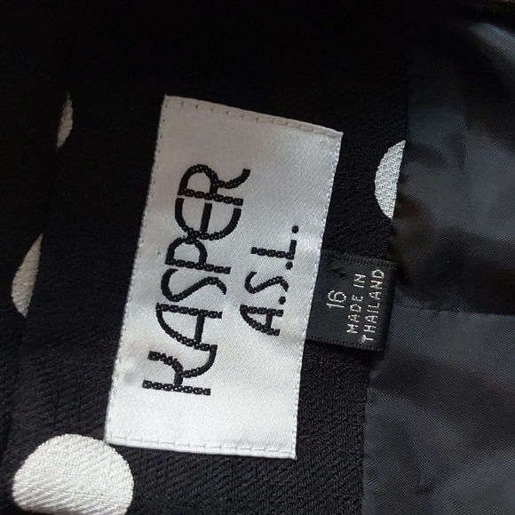 Kasper Womens Black & White Polka-dot Open Blazer Suit Jacket Preppy Sz.16 - Picture 7 of 8